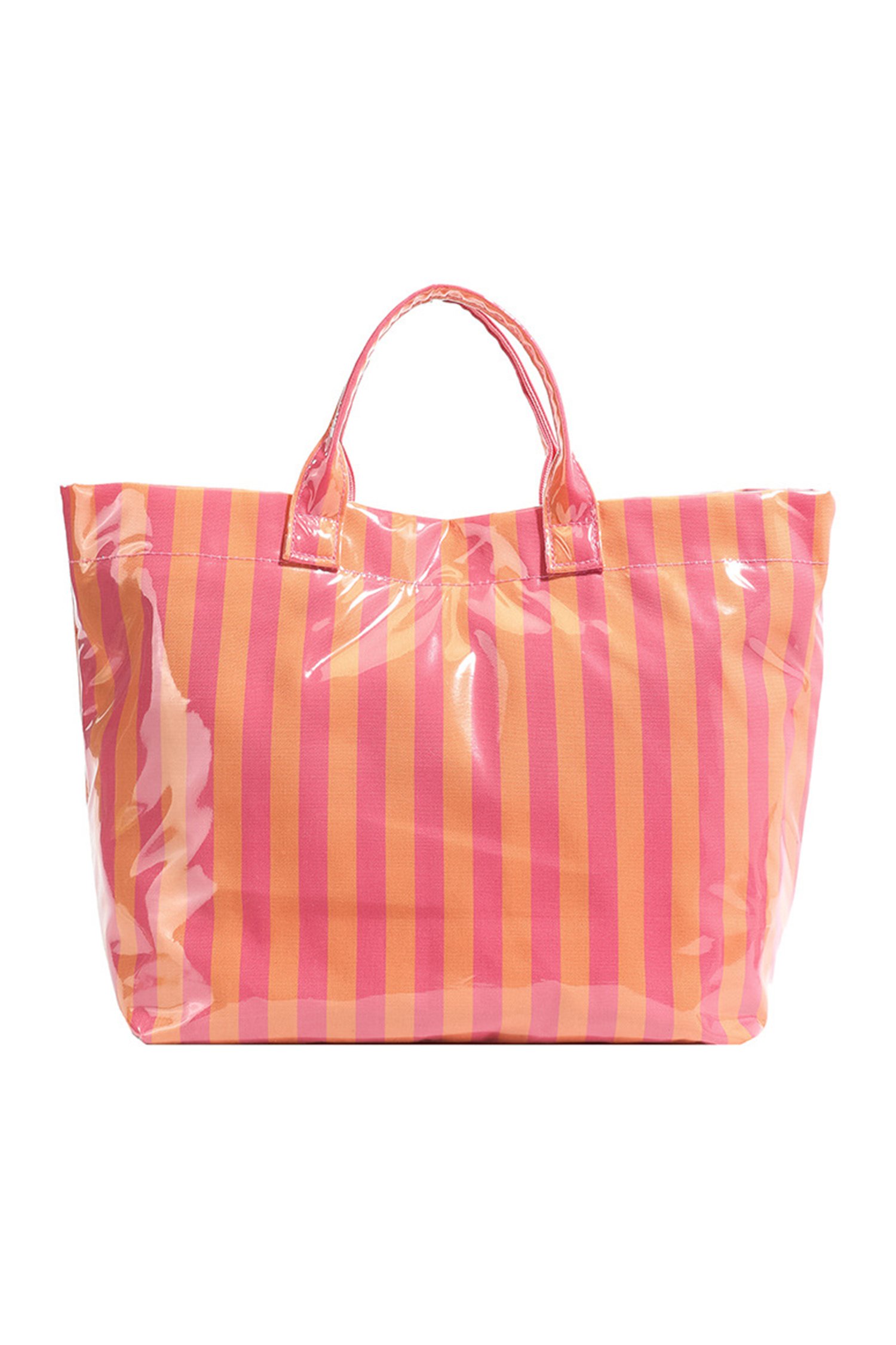 Glossy Striped Vinyl Tote Bag - Image 21