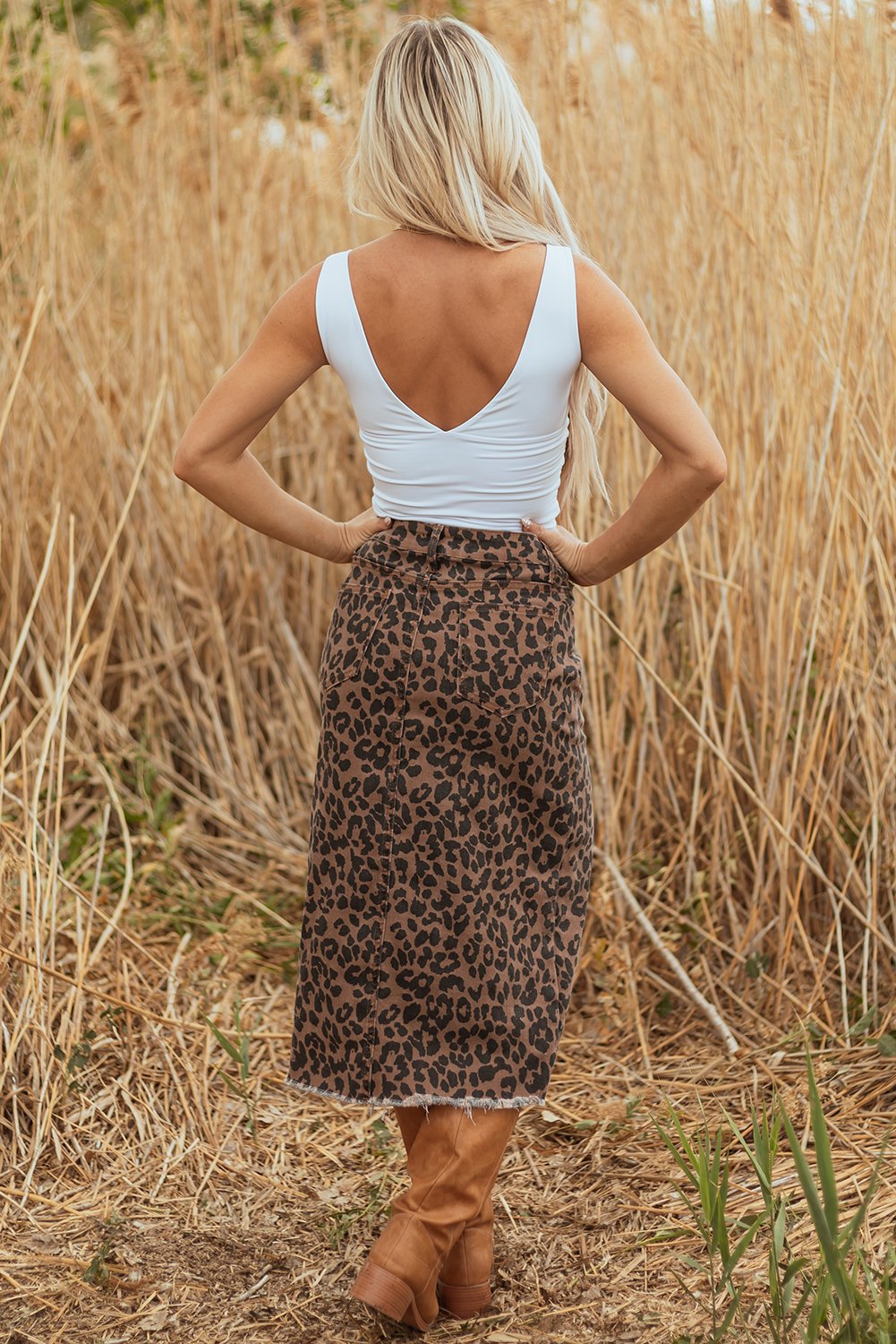 Leopard Denim Maxi Skirt - Image 7