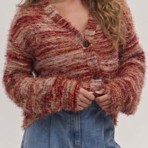 Tawny Fuzzy Striped Cardigan