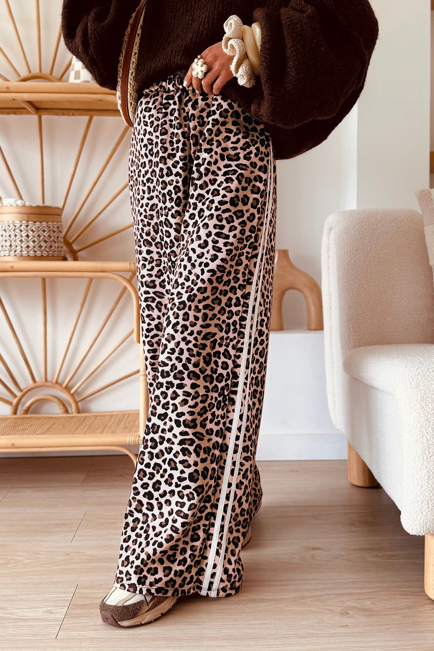 Leopard Print Wide Leg Joggers - Image 3
