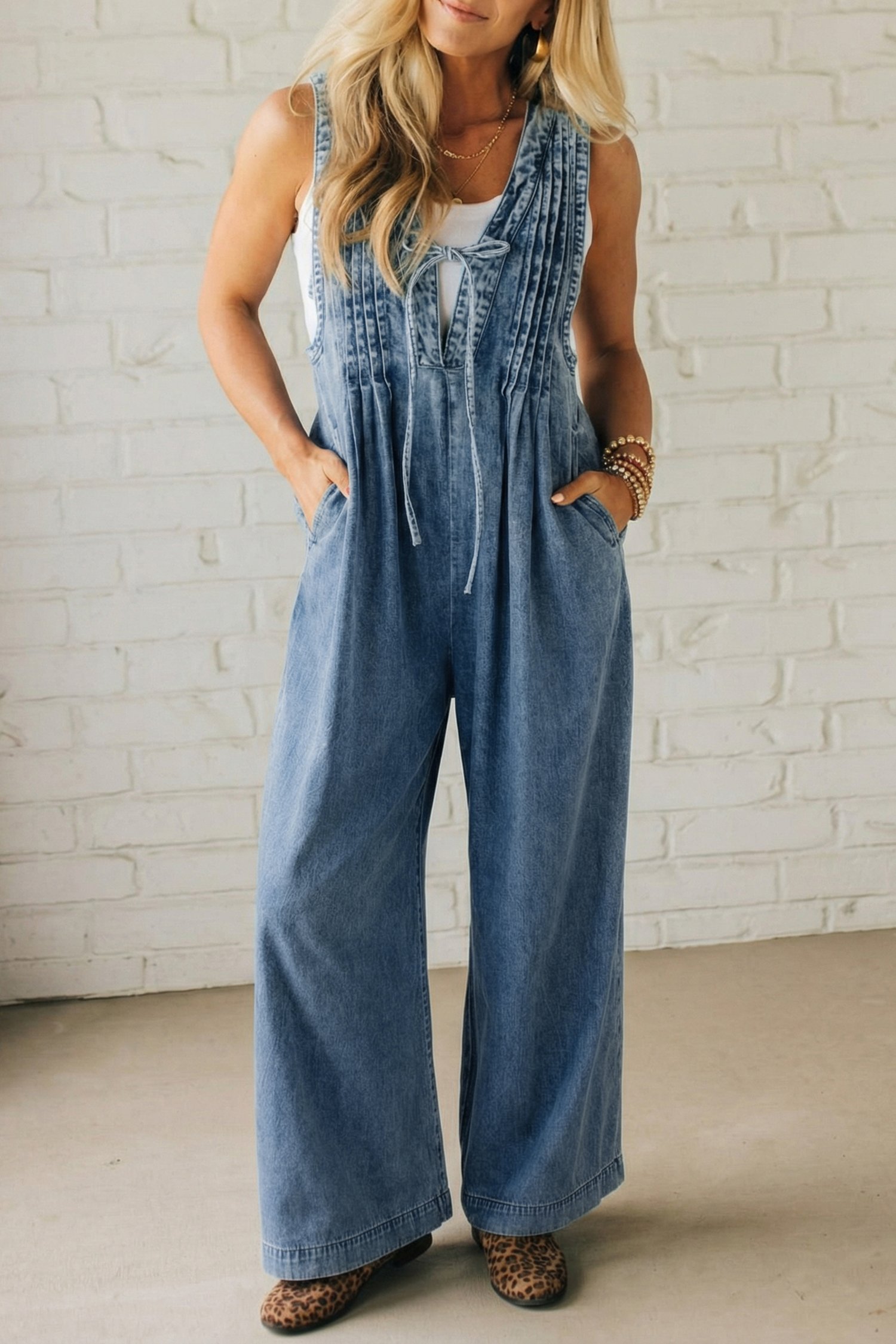 Denim Wide Leg Jumpsuit