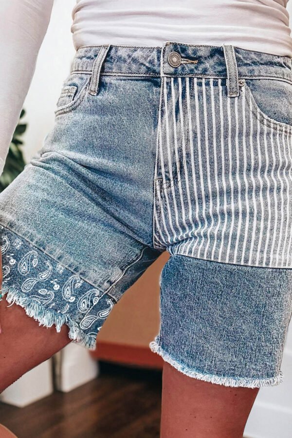 Paisley Patchwork Denim Shorts