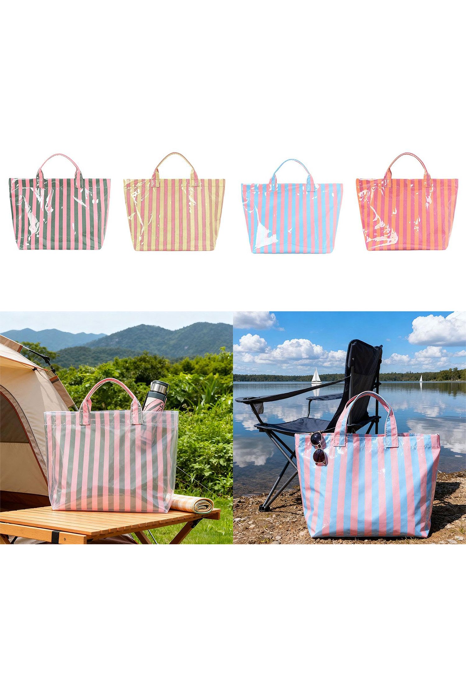 Glossy Striped Vinyl Tote Bag - Image 13