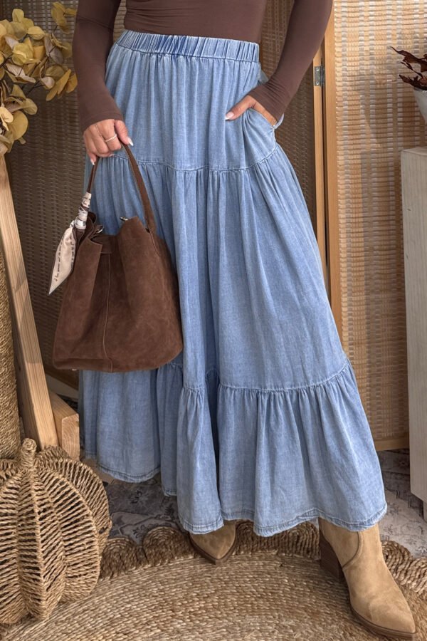 Chambray Breeze Maxi Skirt