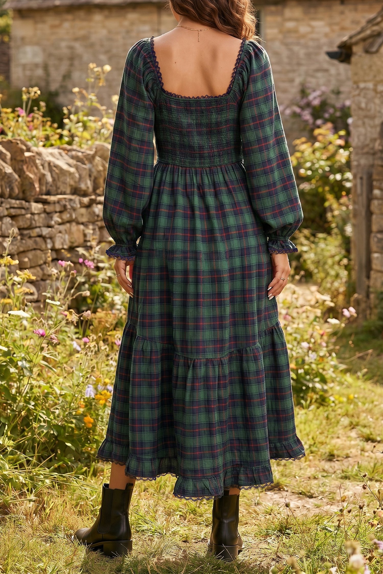 Vintage Plaid Shift Dress - Image 2