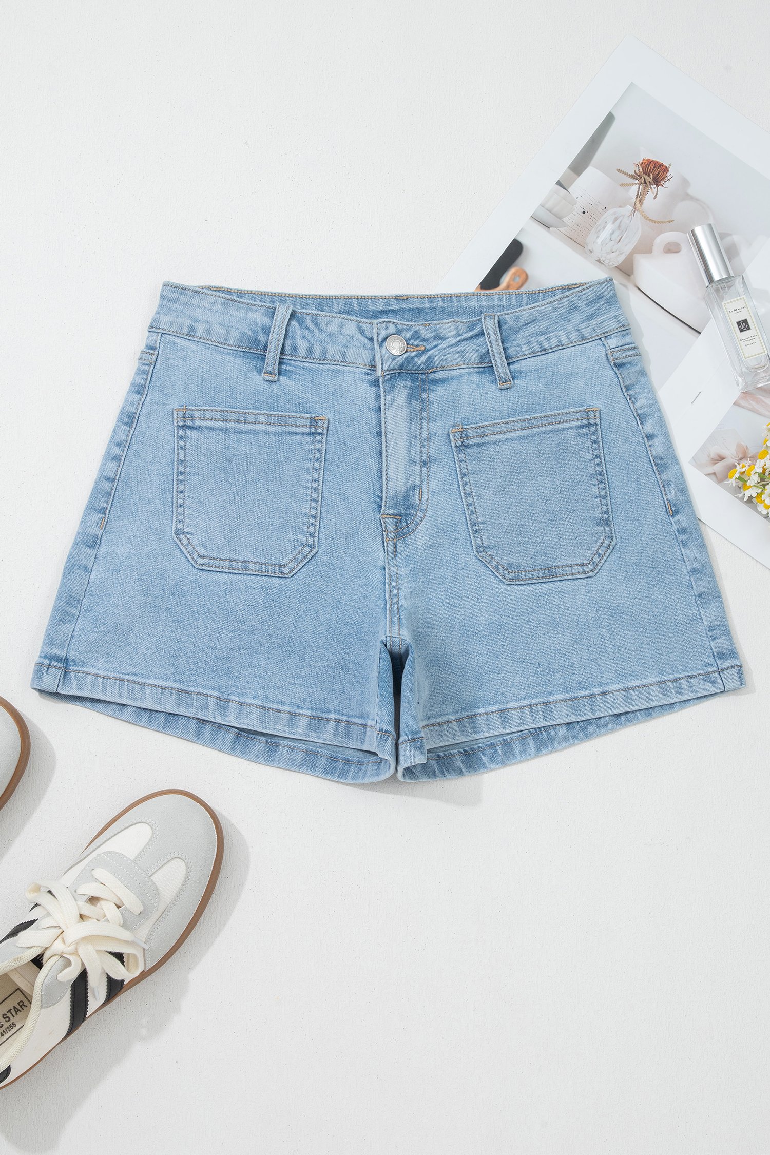 High Rise Denim Shorts - Image 6