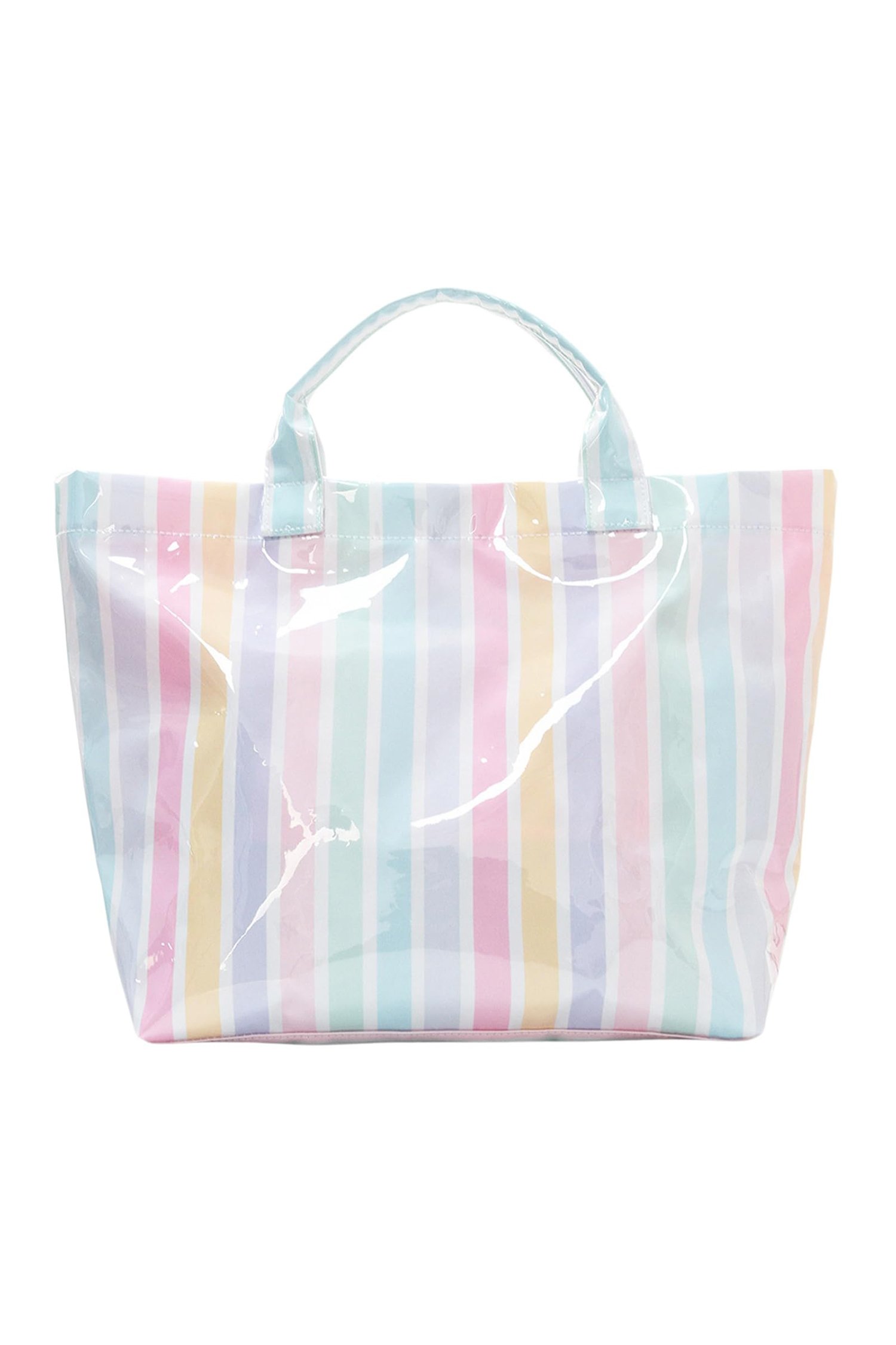 Glossy Striped Vinyl Tote Bag - Image 24