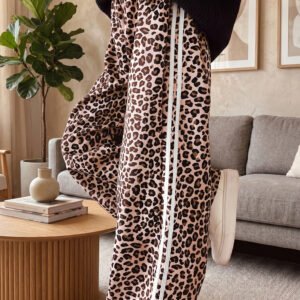 Leopard Print Wide Leg Joggers