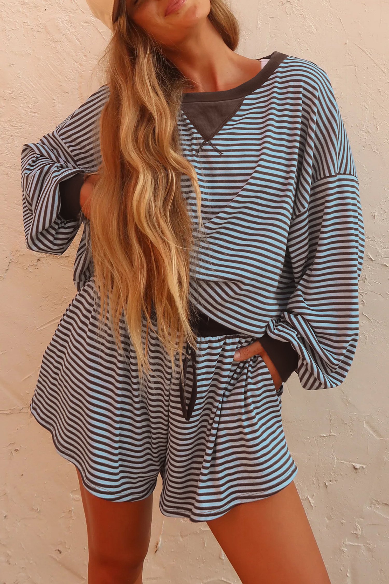 Brown Stripe Oversized Set