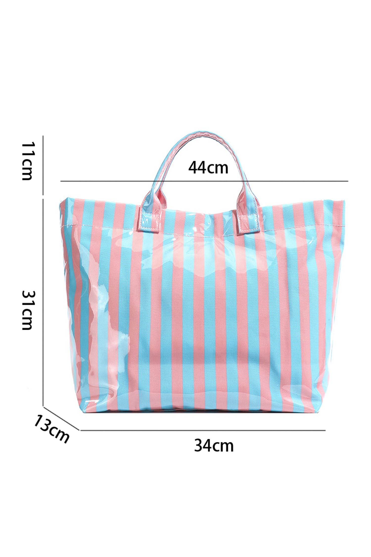 Glossy Striped Vinyl Tote Bag - Image 4