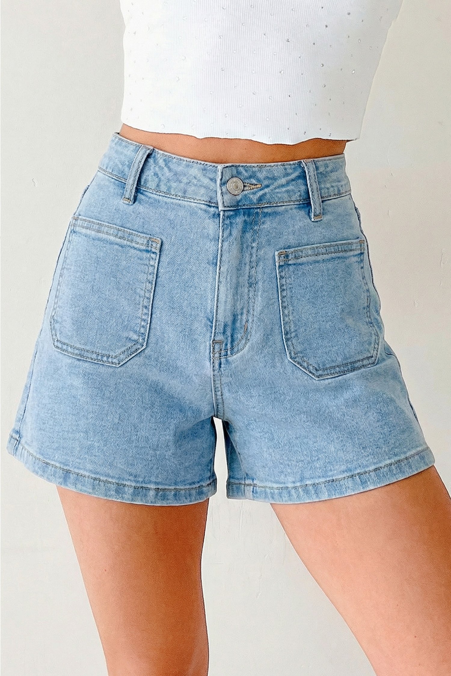 High Rise Denim Shorts - Image 4