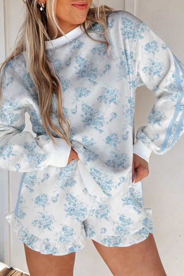 Blue Floral Ruffle Set