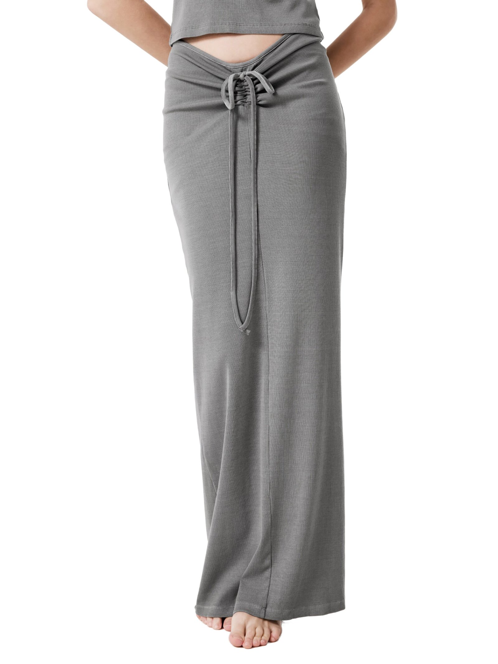 Dyed Washed Drawstring Maxi Skirt - Image 11