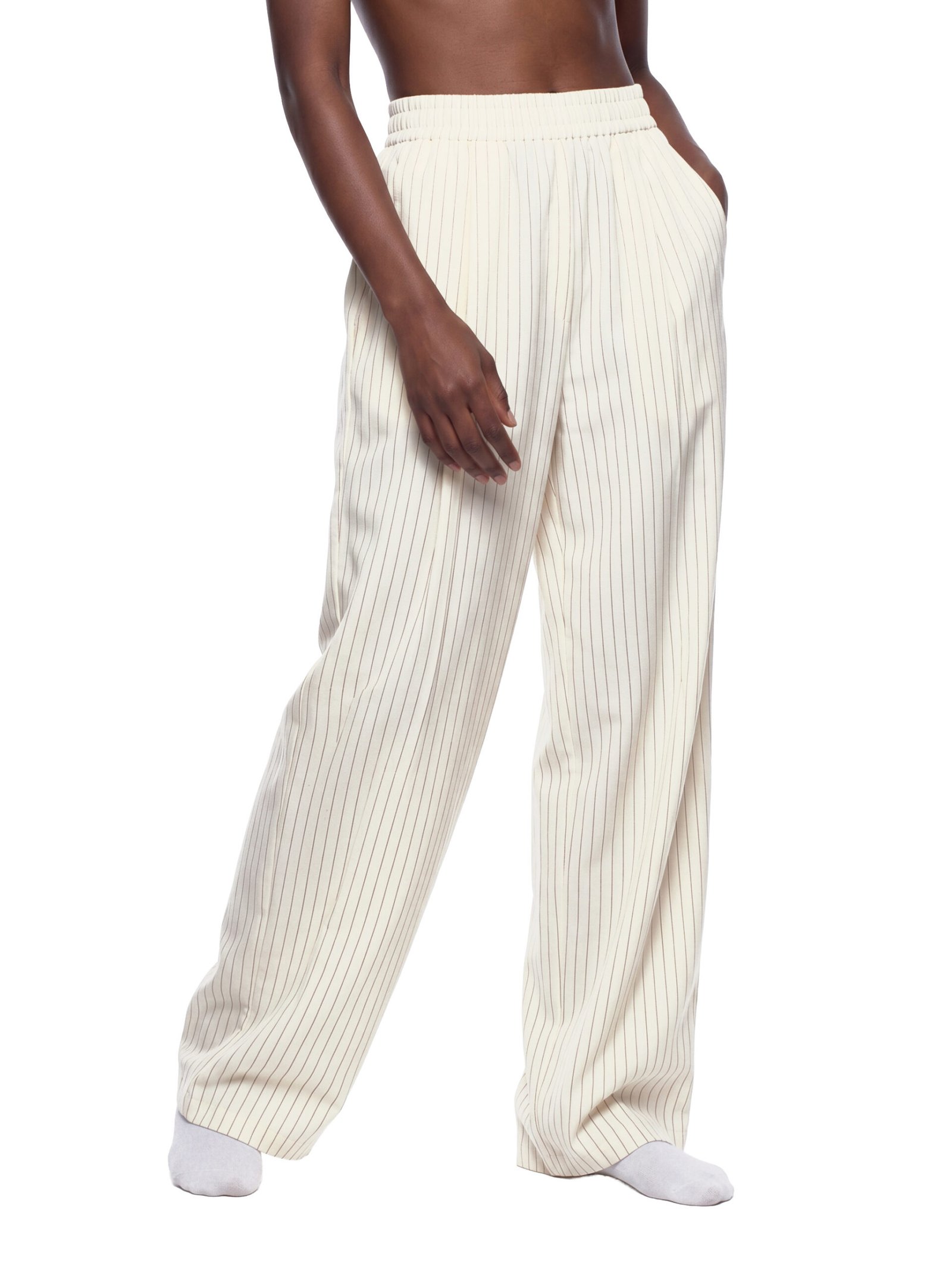 Striped Pleated Wide Leg Pants