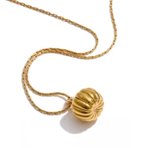 Golden Pumpkin Pendant Necklace