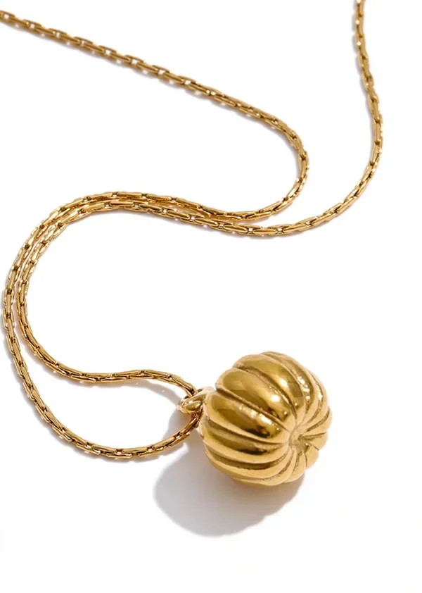 Golden Pumpkin Pendant Necklace