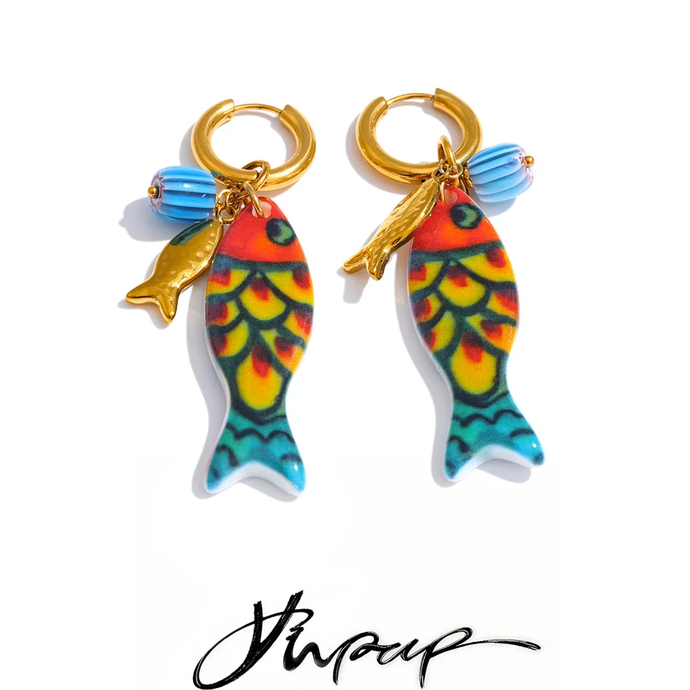 Resin Fish Drop Earrings