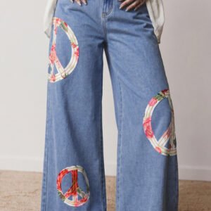 Patch Wide Leg Jeans
