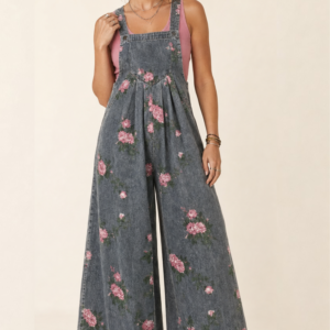 Floral Denim Jumpsuit