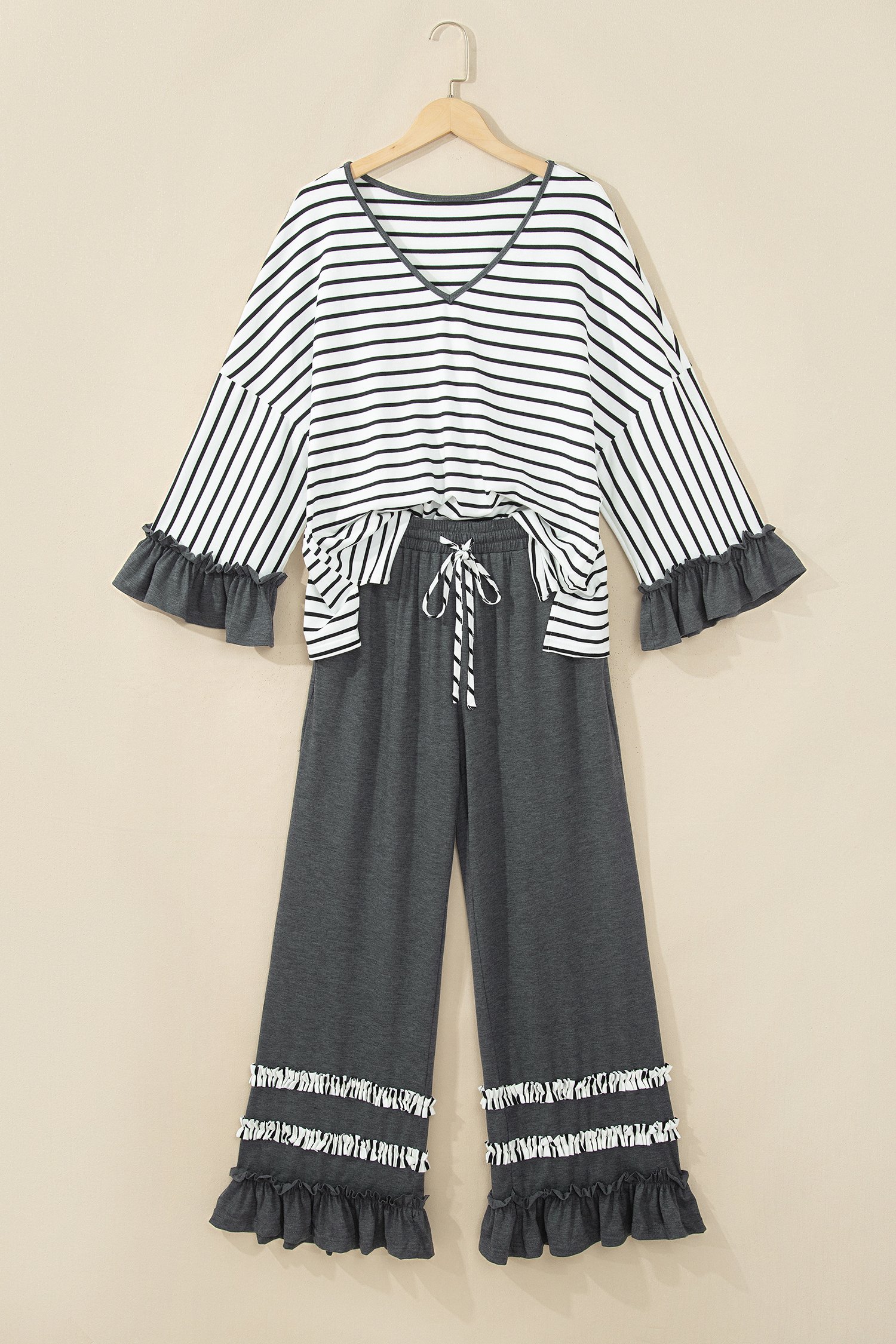 Khaki Stripe Pants 2pcs Set - Image 16