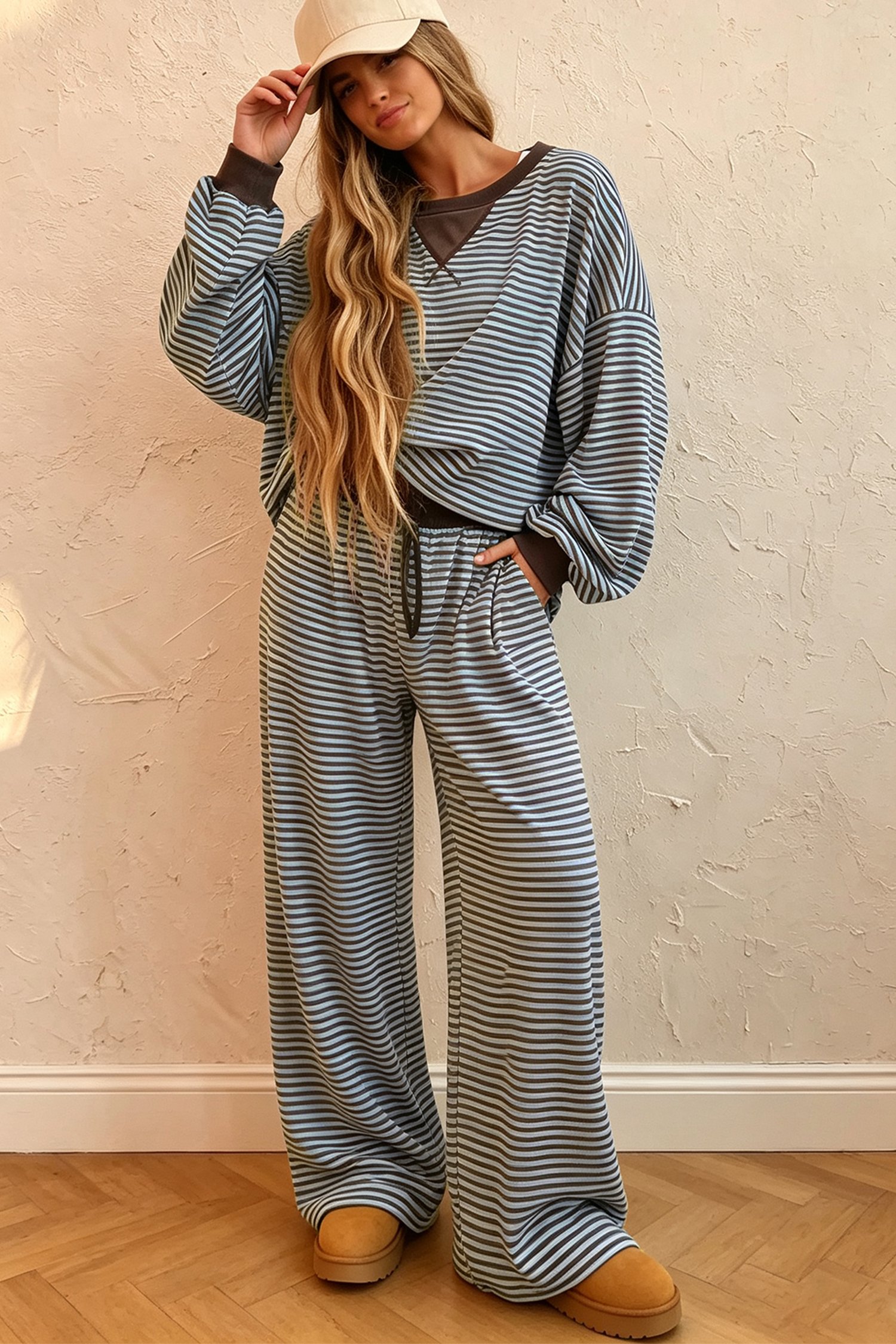 Stripe Drop Shoulder Two Piece Set - Image 4