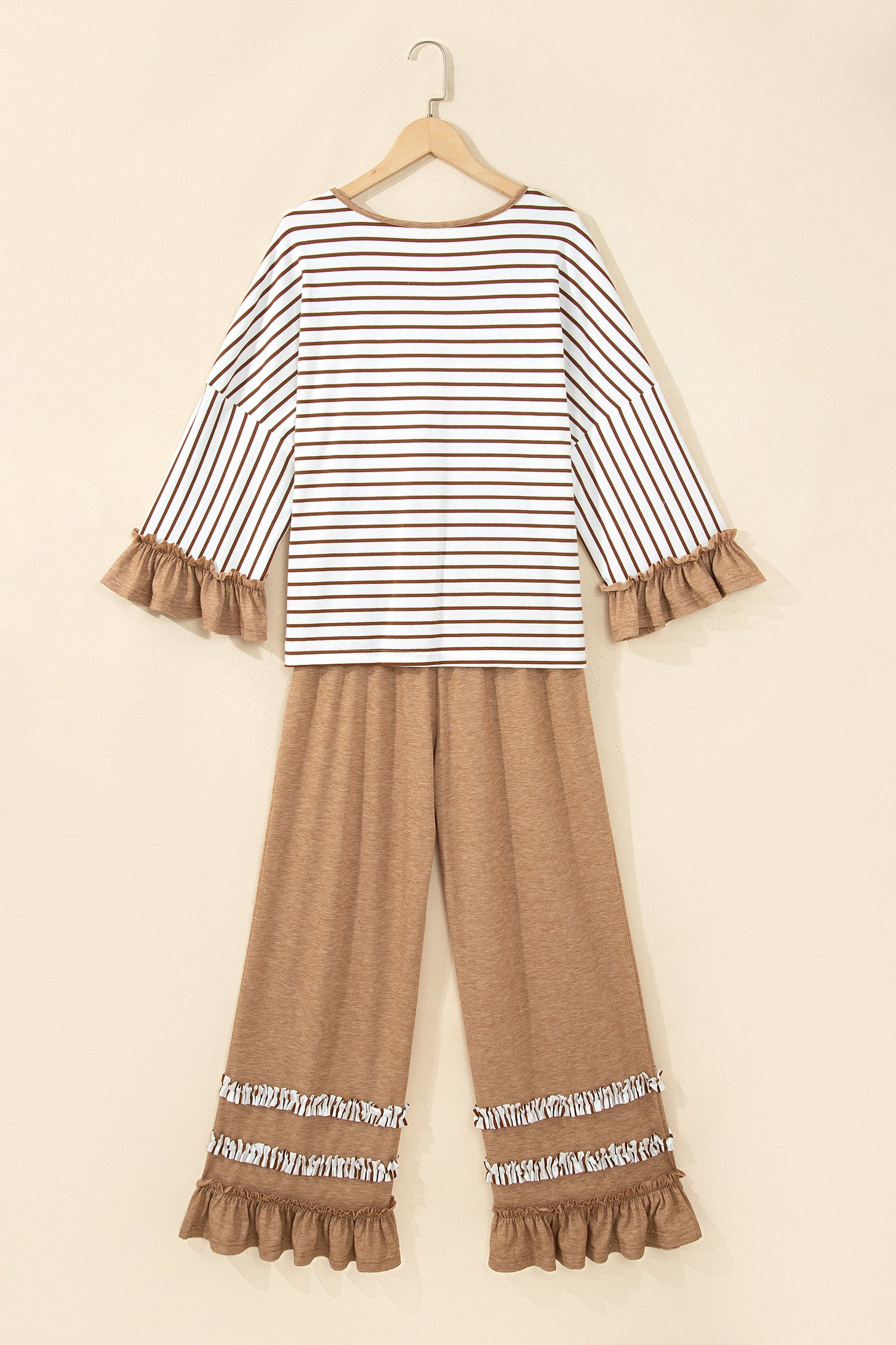 Khaki Stripe Pants 2pcs Set - Image 4