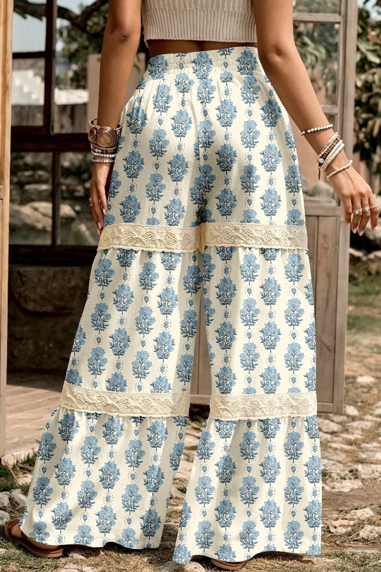 Floral Print Wide Leg Pants - Image 2