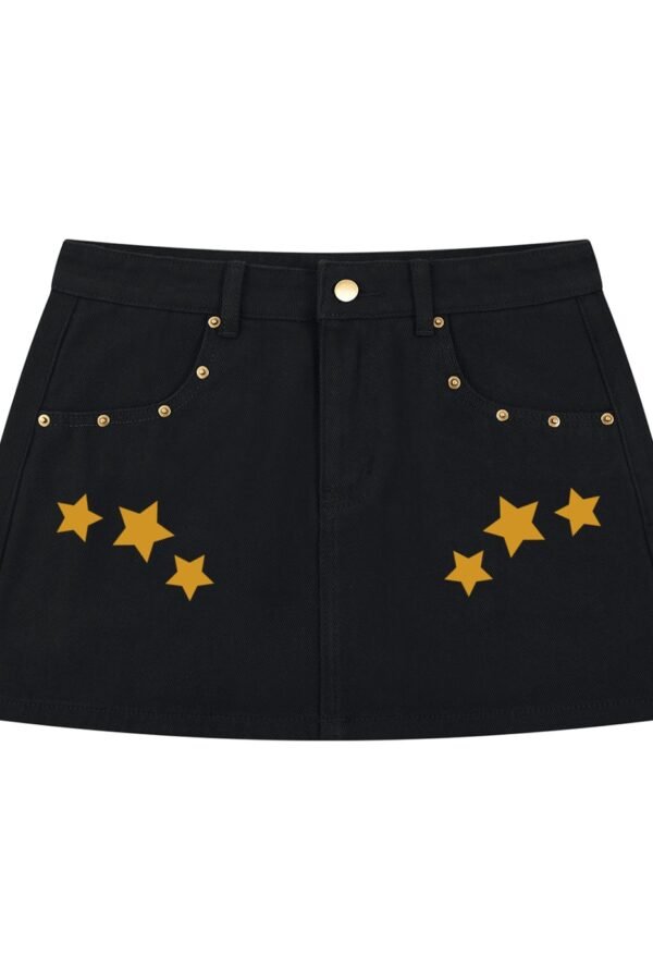 Studded Denim Mini Skirt