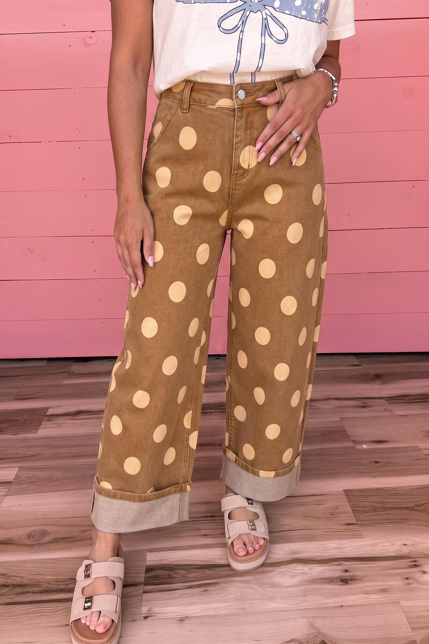 Polka Dot Ankle-Length Jeans - Image 14