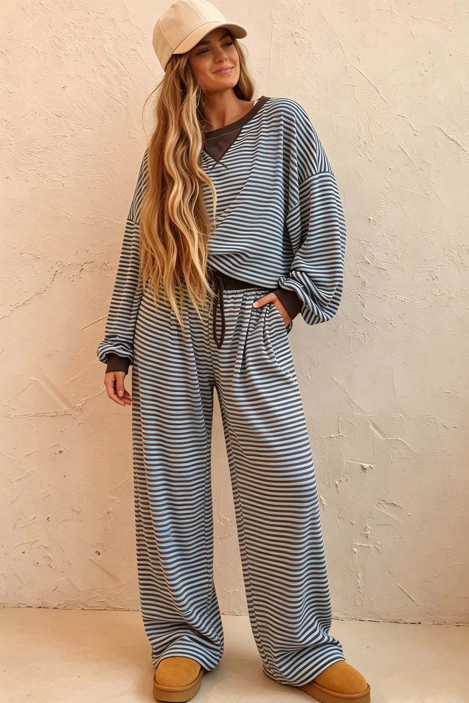 Stripe Drop Shoulder Two Piece Set - Image 5