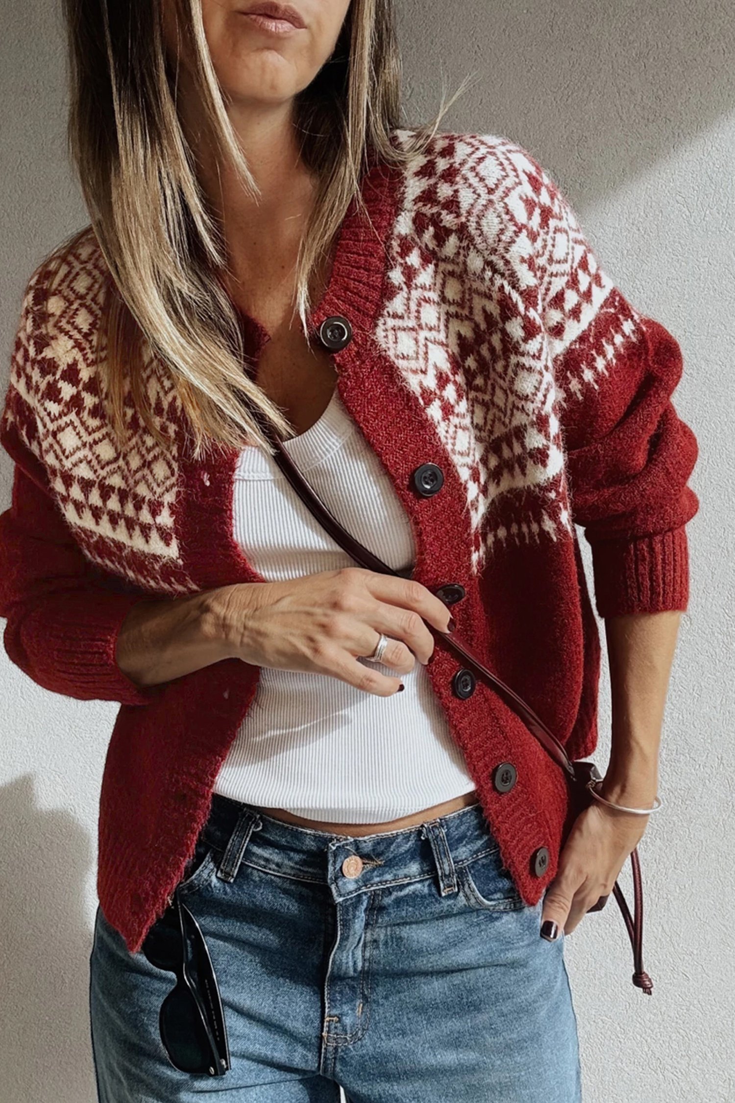 Red Plaid Cardigan - Image 4