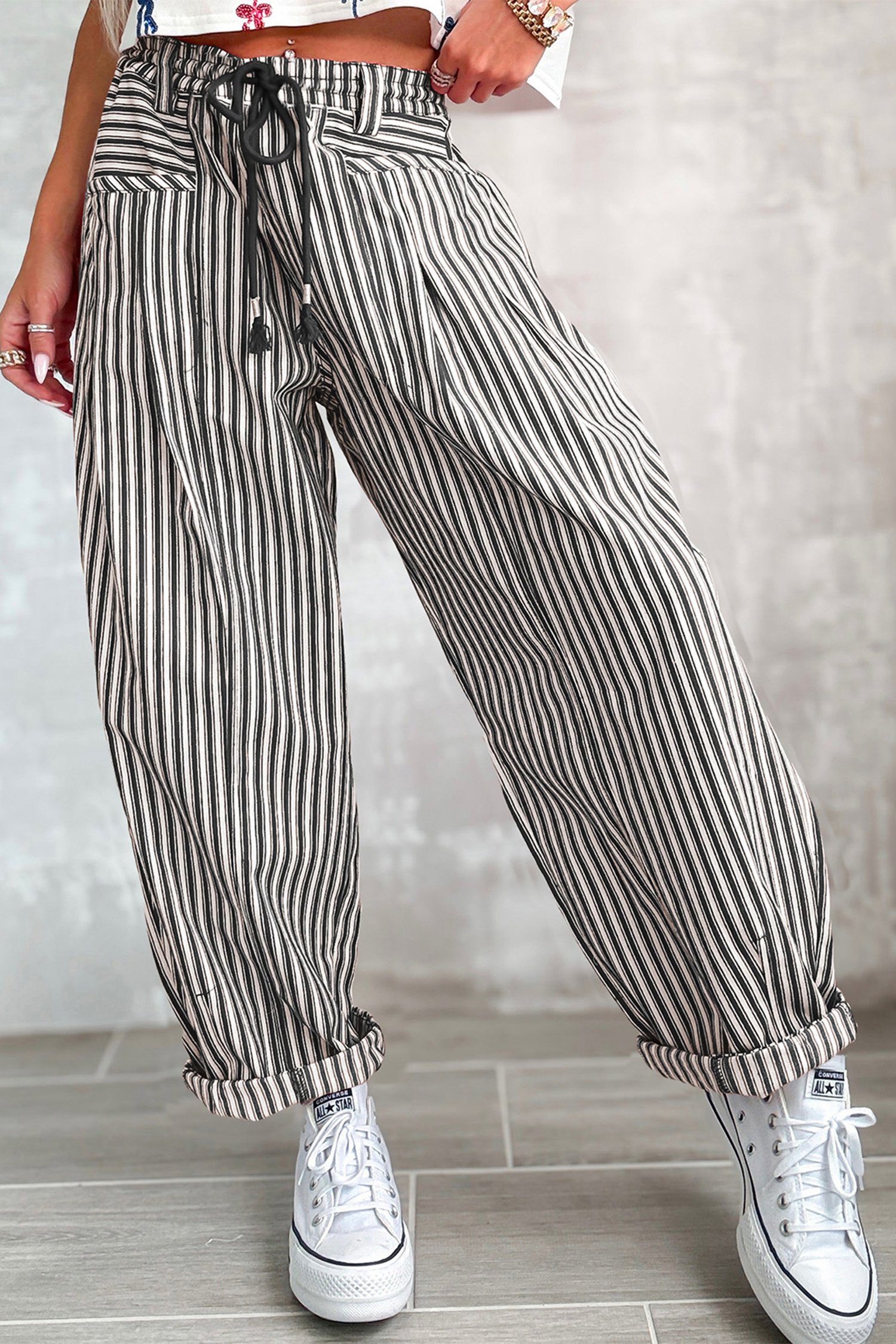 Blue Stripe Drawstring Pants - Image 11