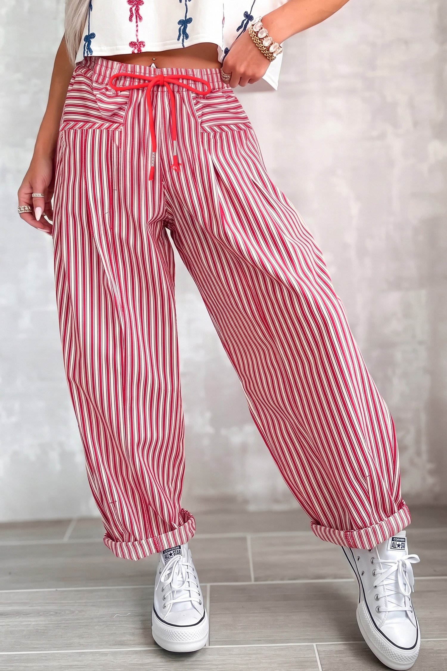 Blue Stripe Drawstring Pants - Image 5