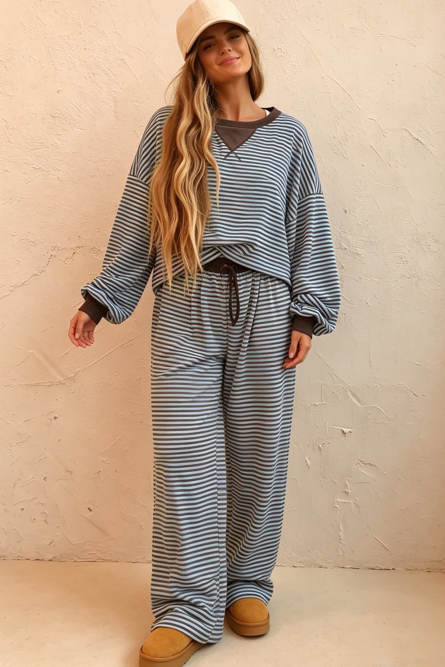 Stripe Drop Shoulder Two Piece Set - Image 3