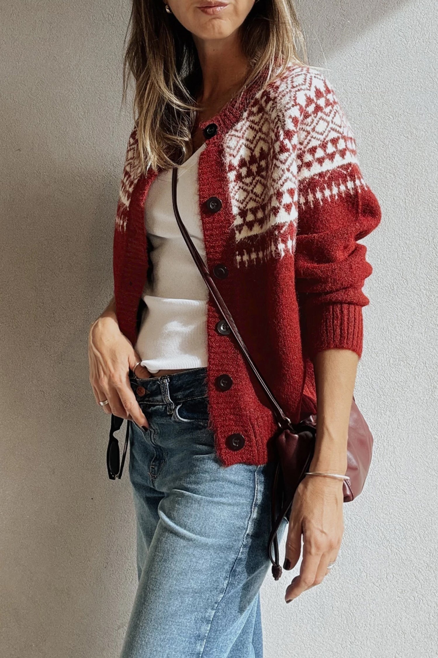 Red Plaid Cardigan - Image 5