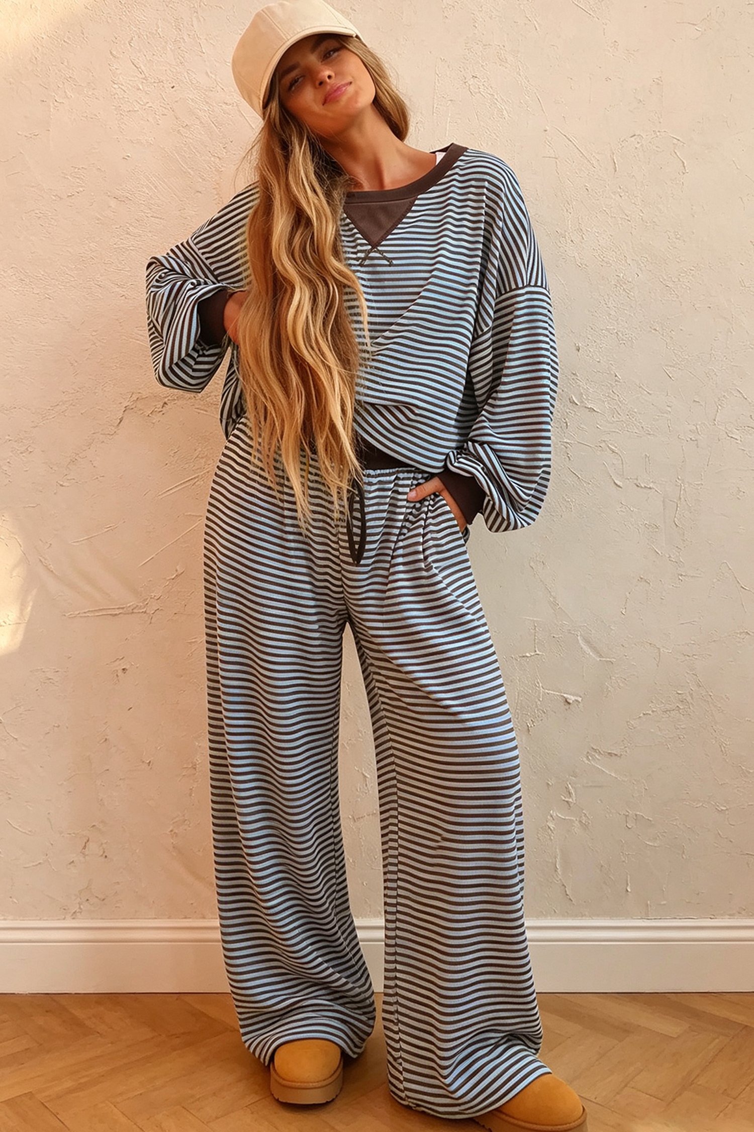 Stripe Drop Shoulder Two Piece Set - Image 6