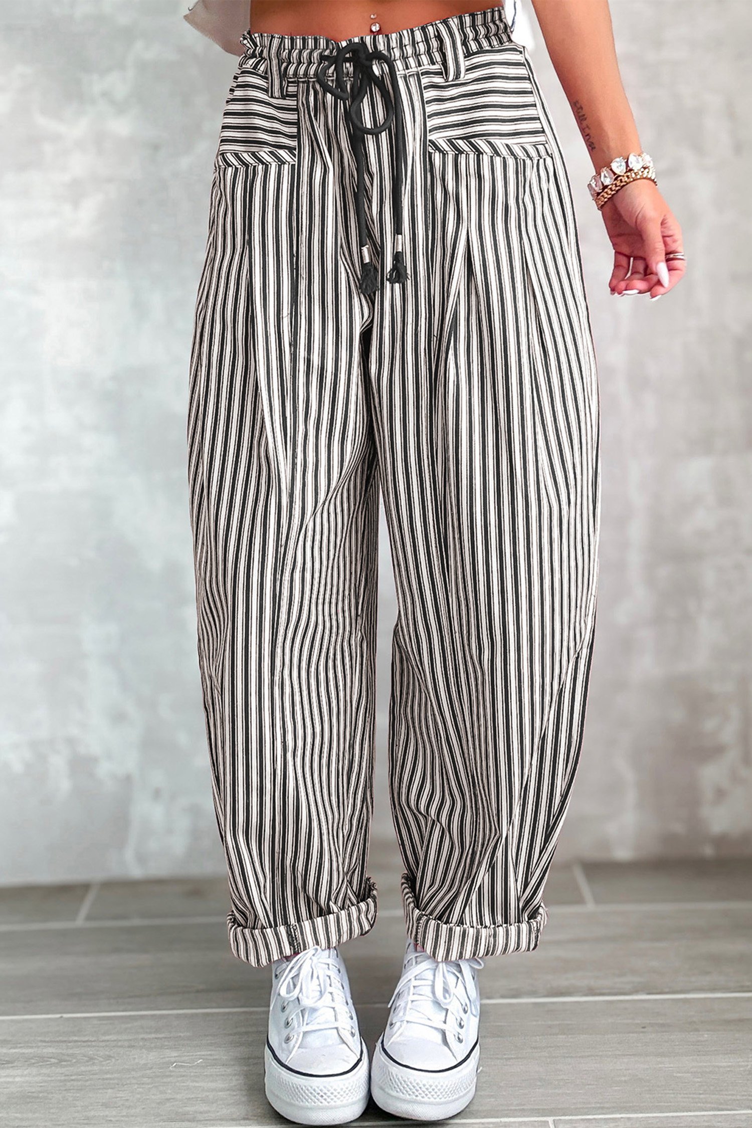 Blue Stripe Drawstring Pants - Image 12