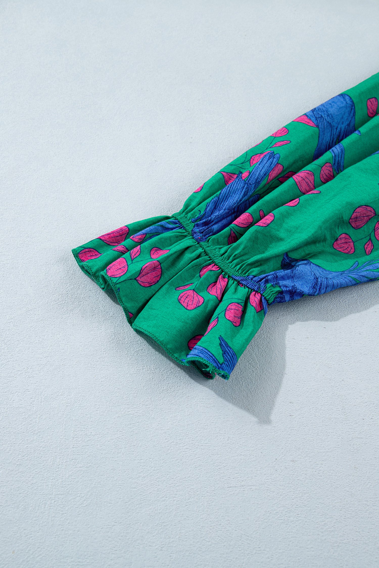 Green Abstract Puff Sleeve Blouse - Image 10