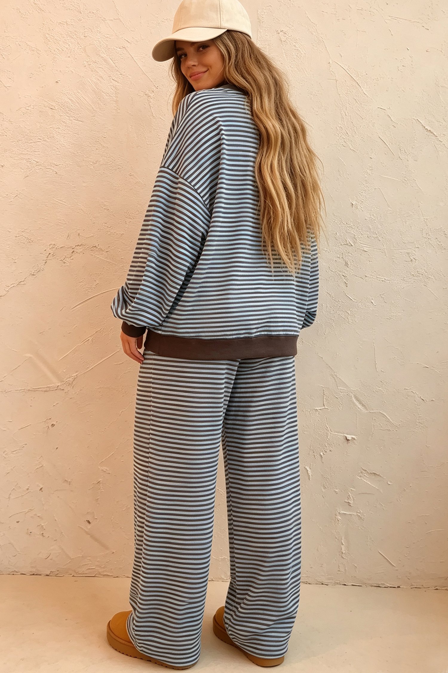 Stripe Drop Shoulder Two Piece Set - Image 2