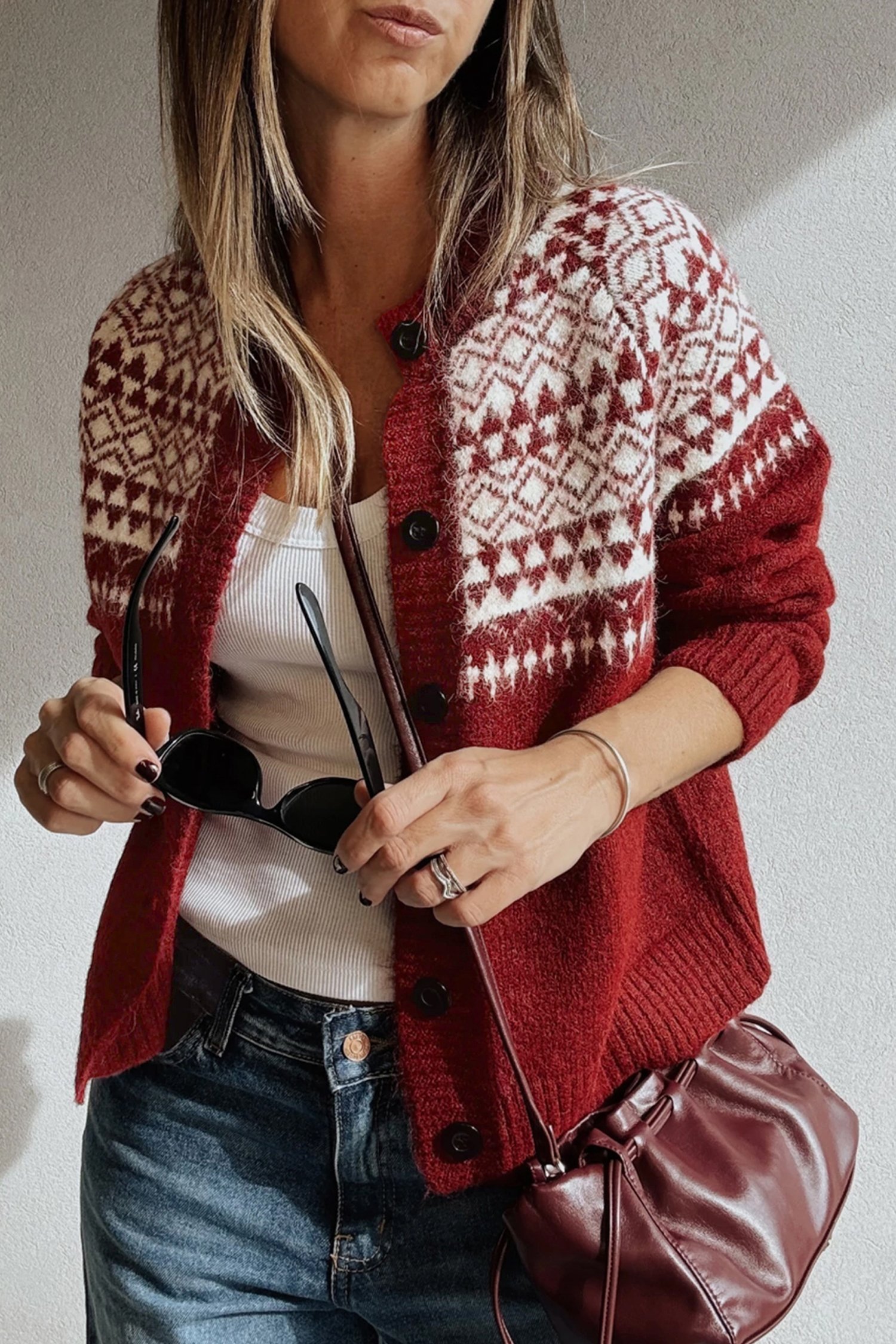 Red Plaid Cardigan