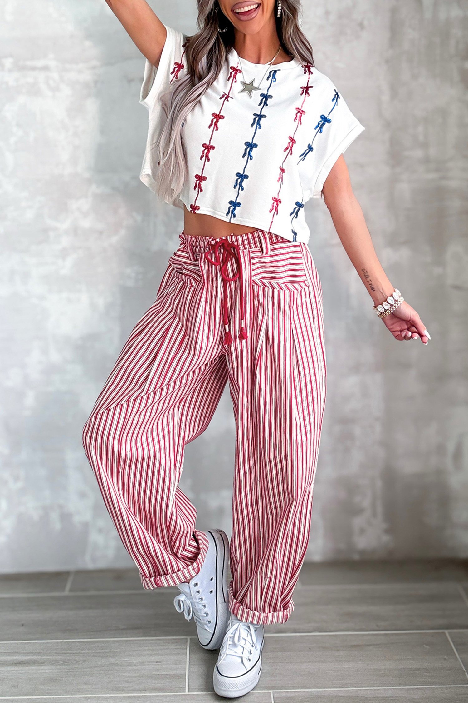 Blue Stripe Drawstring Pants - Image 8