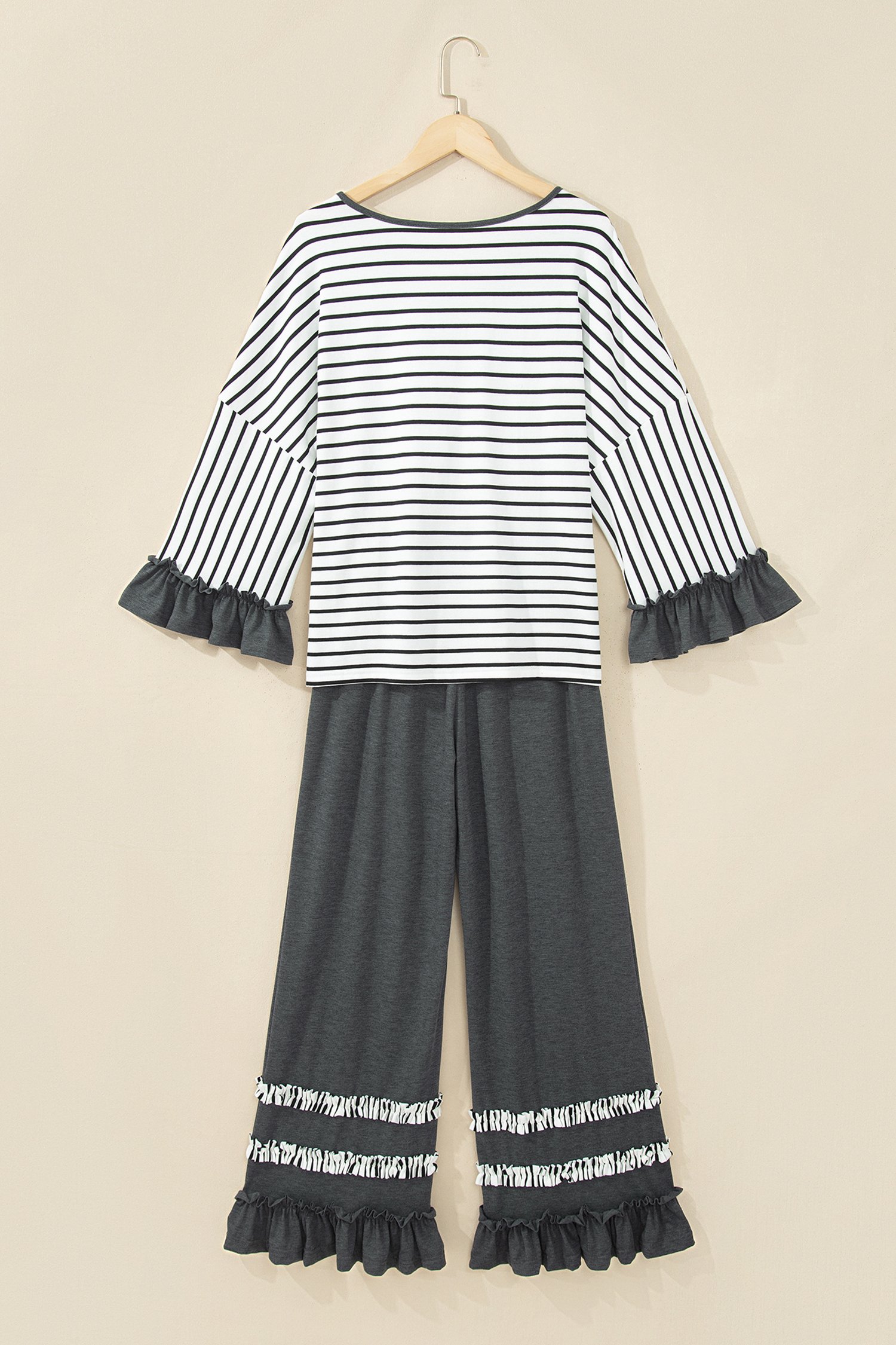 Khaki Stripe Pants 2pcs Set - Image 17