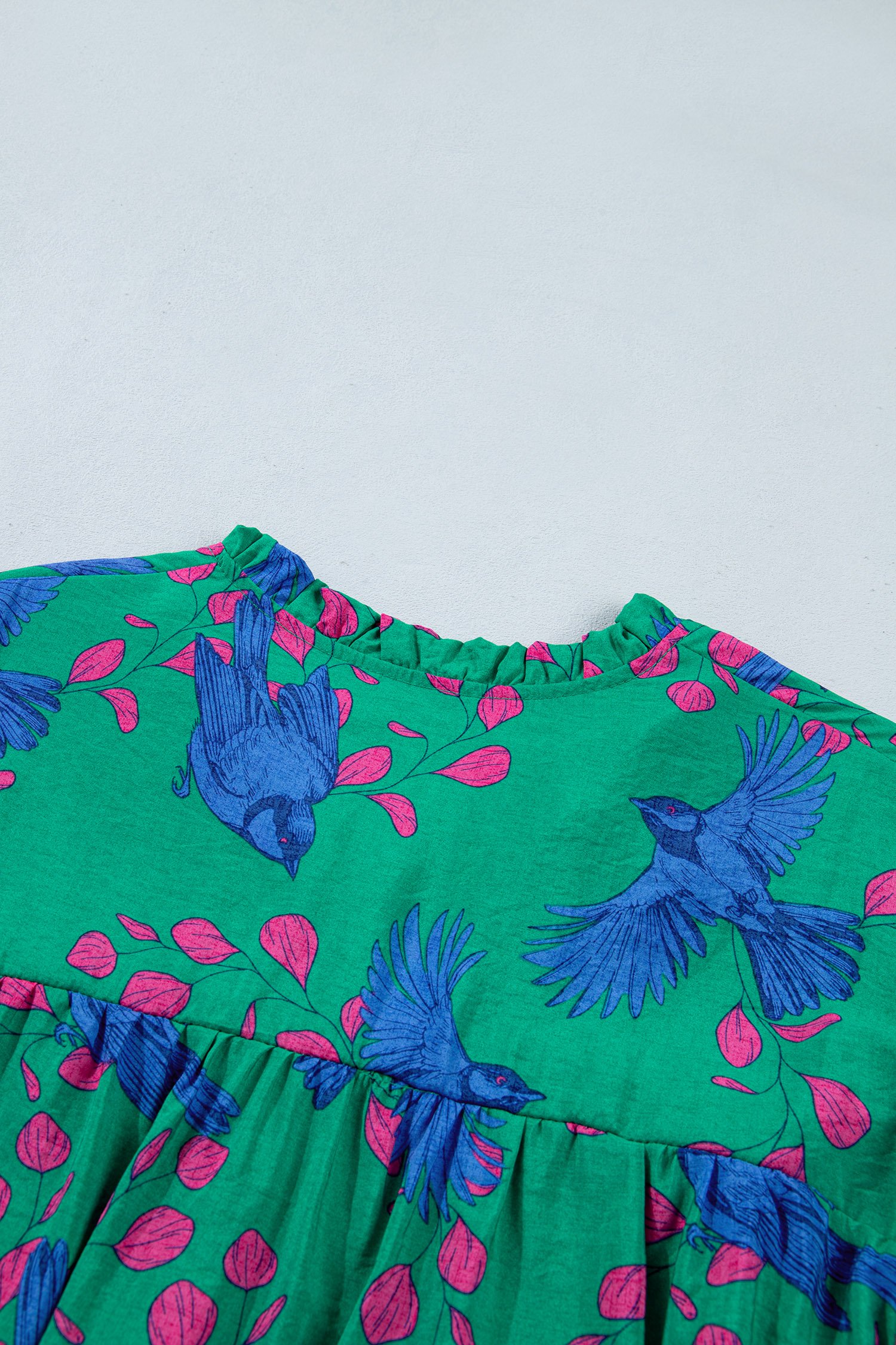 Green Abstract Puff Sleeve Blouse - Image 8