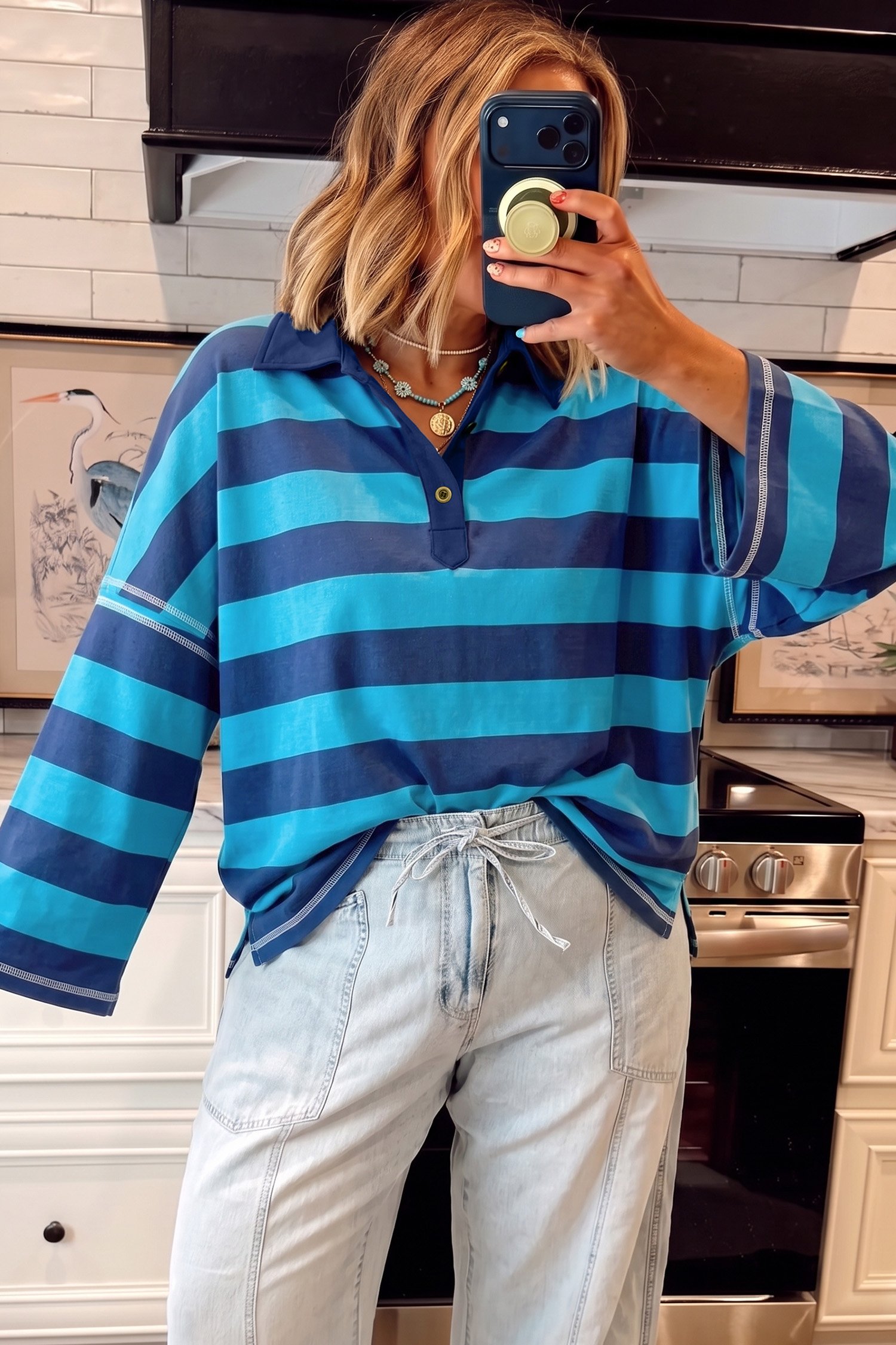 Blue Stripe Loose Top - Image 4