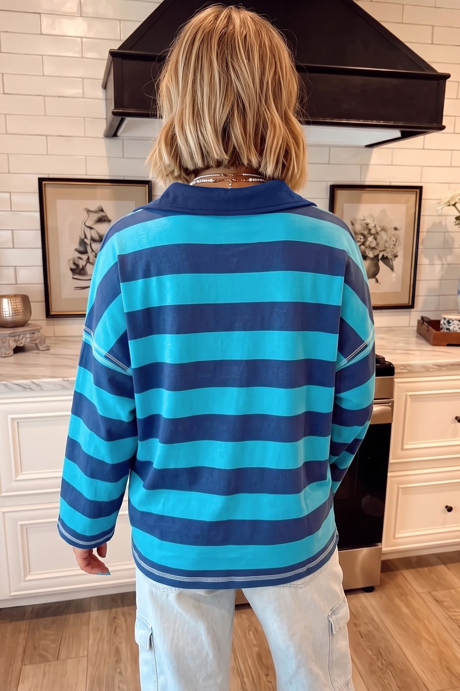 Blue Stripe Loose Top - Image 2