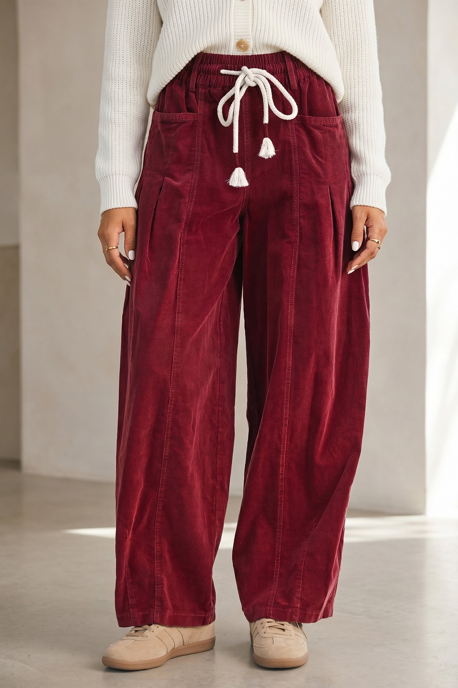 Drawstring Corduroy Pants - Image 7