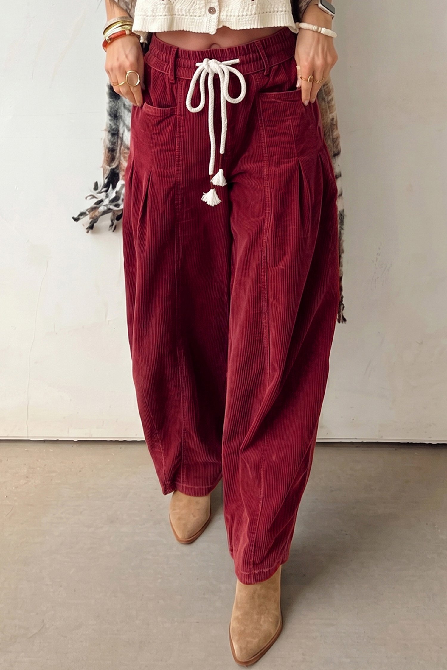 Drawstring Corduroy Pants - Image 6