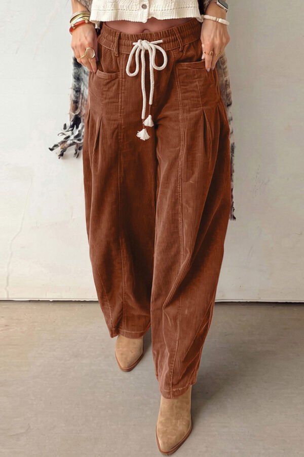 Drawstring Corduroy Pants