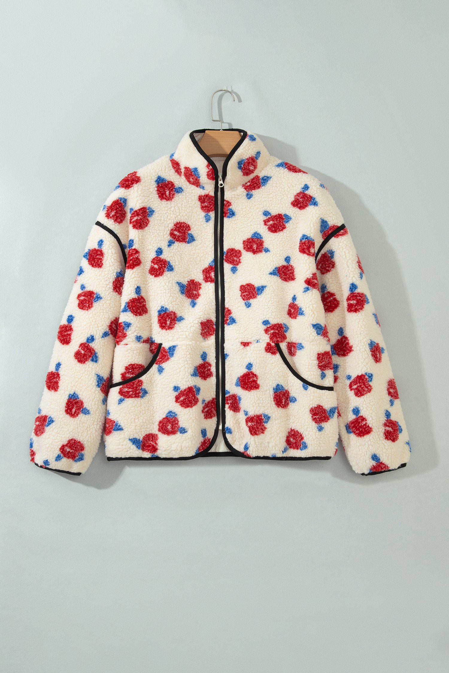 Floral Print Fleece Coat - Image 4