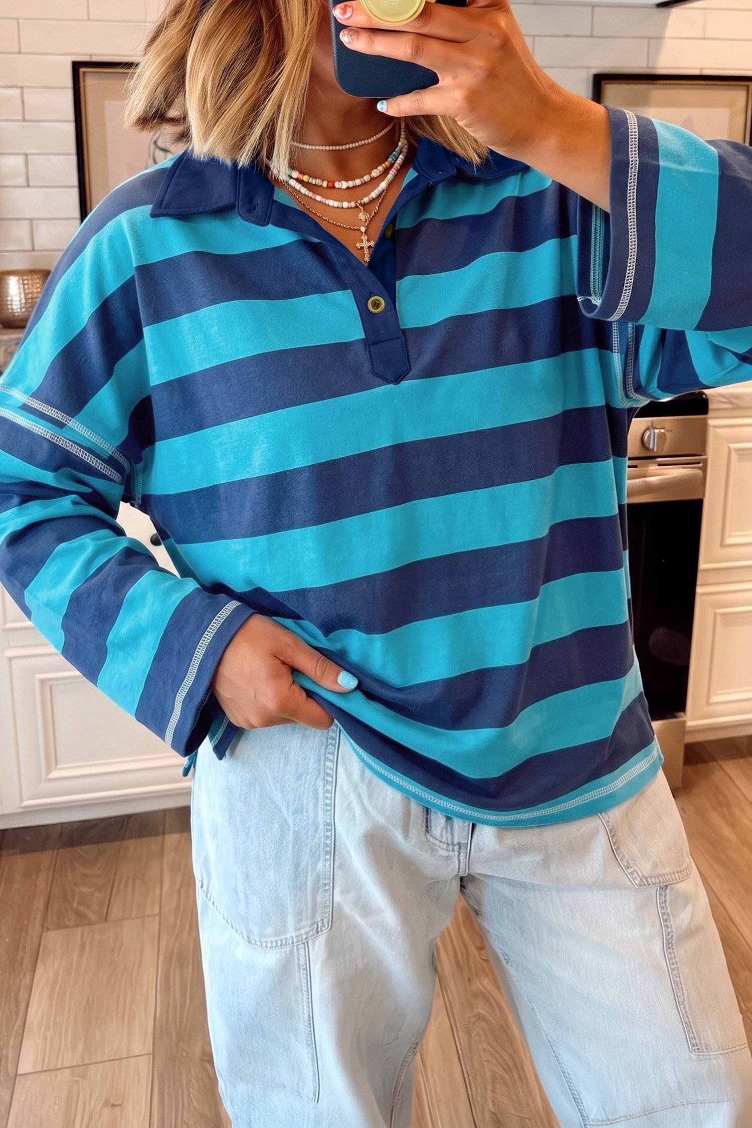 Blue Stripe Loose Top